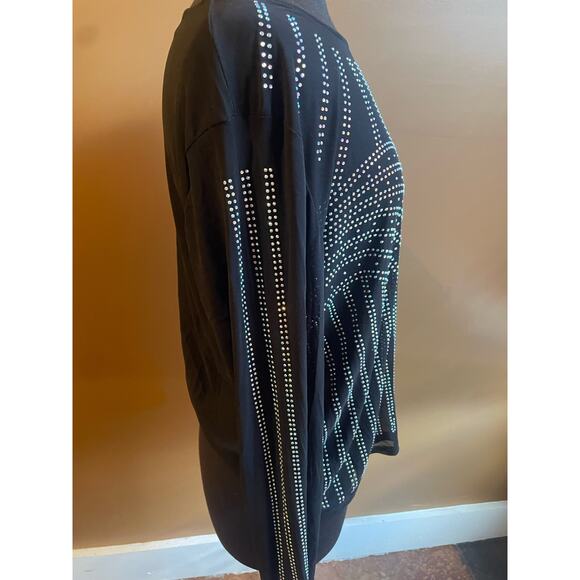 Women's Plus 3X Embellished Top Blouse Black Silver GUC Transparent - Picture 3 of 5